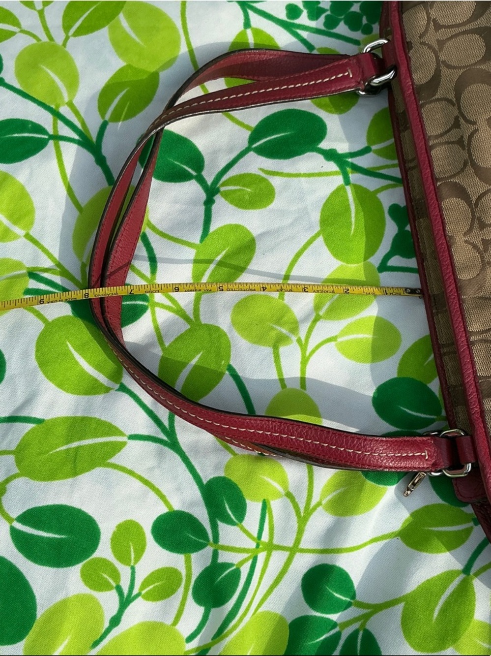 Coach Tote Handbag Park Signiture Carrier J1321-F23297 Large Khaki Red Leather - Picture 14 of 17